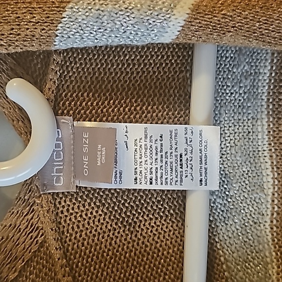 Chicos one size Textured Wave Stripe Ruana Wrap poncho - Picture 4 of 6